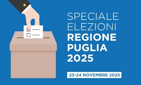 ELEZIONE DEL PRESIDENTE DELLA GIUNTA E DEL CONSIGLIO REGIONALE DELLA PUGLIA E  ASSEGNAZIONE ALLE CIRCOSCRIZIONI ELETTORALI DELLA REGIONE-DOMENICA 23 E LUNEDI\' 24 NOVEMBRE 2025